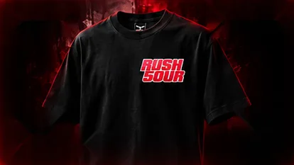 RUSH 5OUR Blackout tee, detail